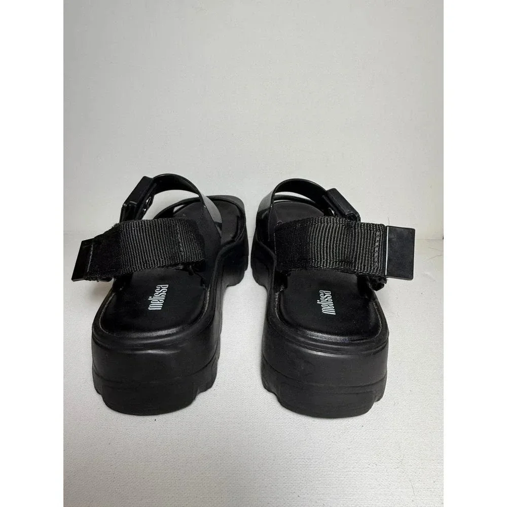 Melissa Kick Off Jelly Platform Women's Sandal Black Sz 8 NWOB